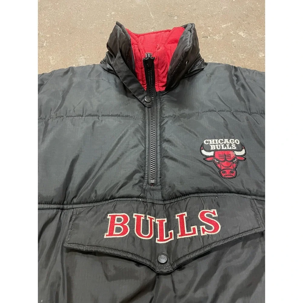 Chicago Bulls Jacket Mens XL Black Red NBA Basketball Reversible‎ PRO LAYER